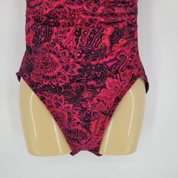 Miraclesuit US 8 paisley park red escape side shirring 1 piece swimsuit 468266 - Picture 11 of 16
